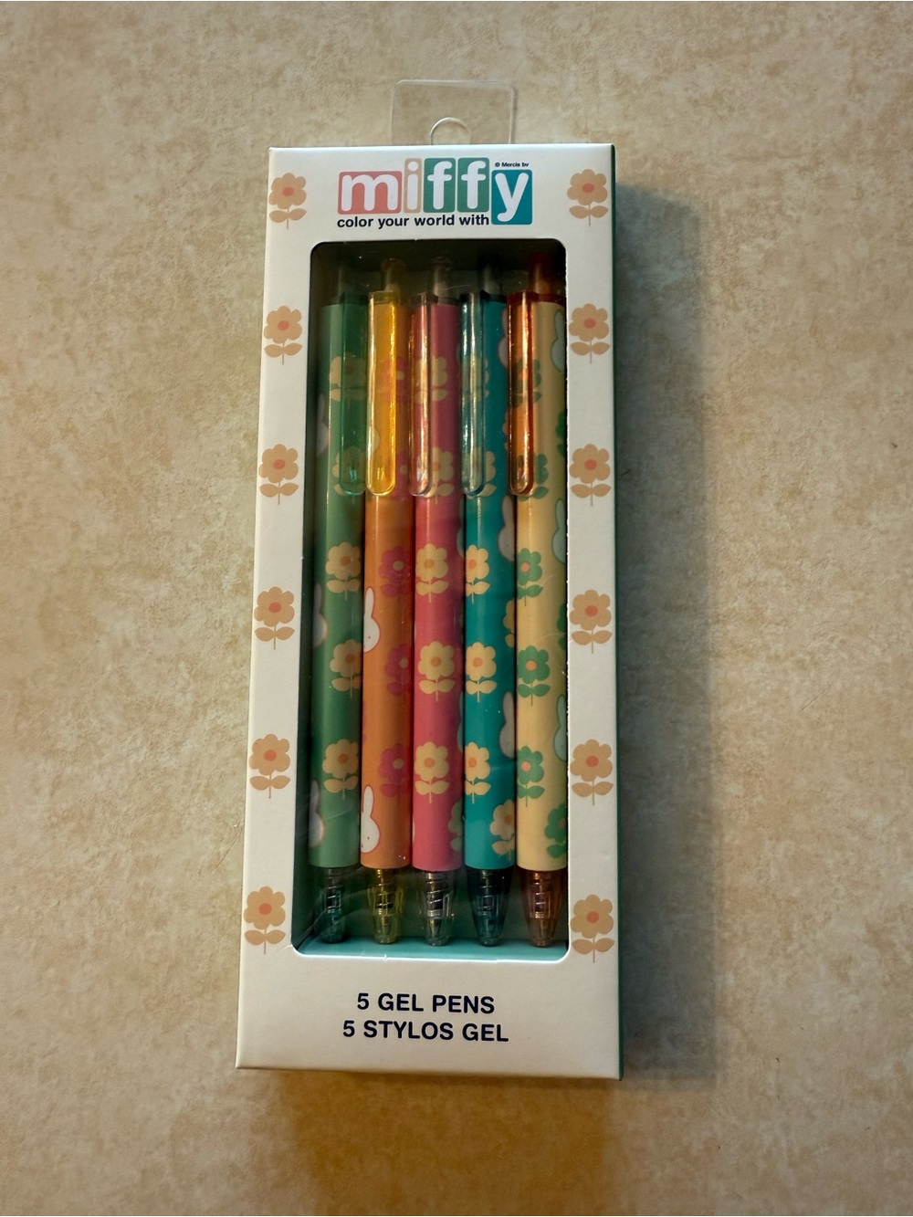 miffy flower gel pen pack of 5